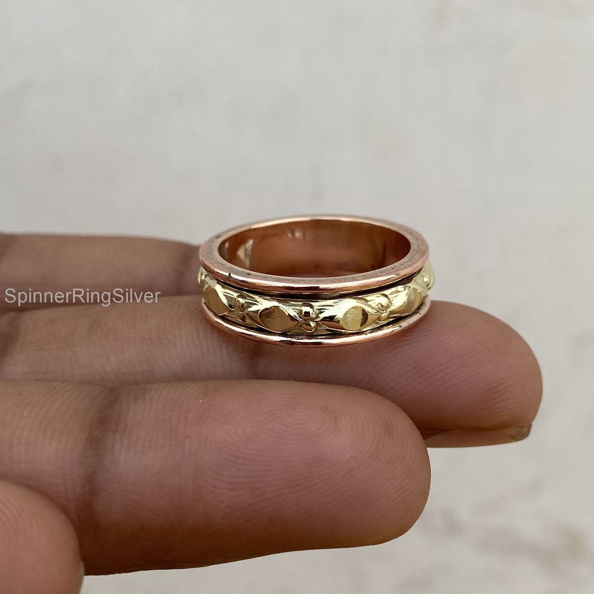 Kupfer Messing Ring, Spinnring, Daumen Boho Frauen Handgemachter Spinner Geschenk Für Sie, Schmuck Sk1190 von SpinnerRingSilver