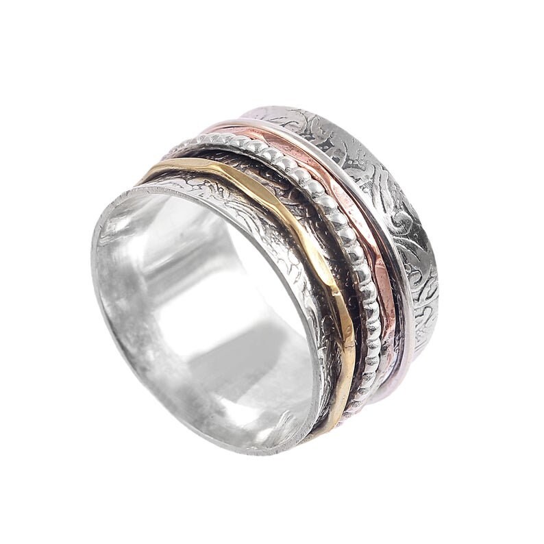 Massiver Spinner Ring, 925 Sterling Silber Frauen Handgefertigter Meditation Beliebter Ring Sk 439 von SpinnerRingSilver