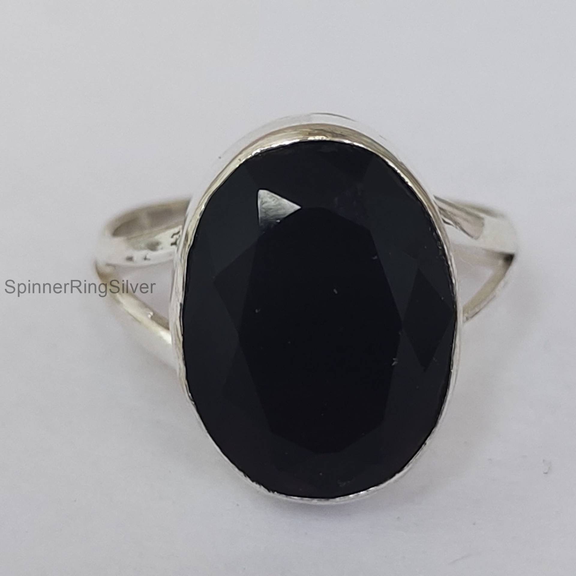 Schwarzer Onyx Silber Ring, Angst Zierlicher Boho Sorgen Bewegliche Perlen Schöner Daumen Frauen Sk887 von SpinnerRingSilver