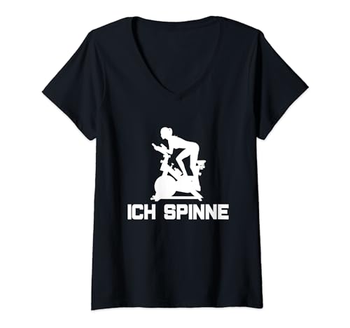 Damen Ich Spinne Spinning Spin Indoor Cycling Gym Workout T-Shirt mit V-Ausschnitt von Spinning Bike Indoor Cycling