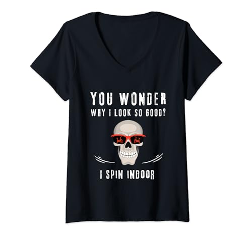 Damen Lustiger Spinning Spruch Indoor Spinning Spinningtrainer T-Shirt mit V-Ausschnitt Damen Lustiger Spinning Spruch Indoor Spinning Spinningtrainer T-Shirt mit V-Ausschnitt von Spinning Radfahrer Designs by R. Z.