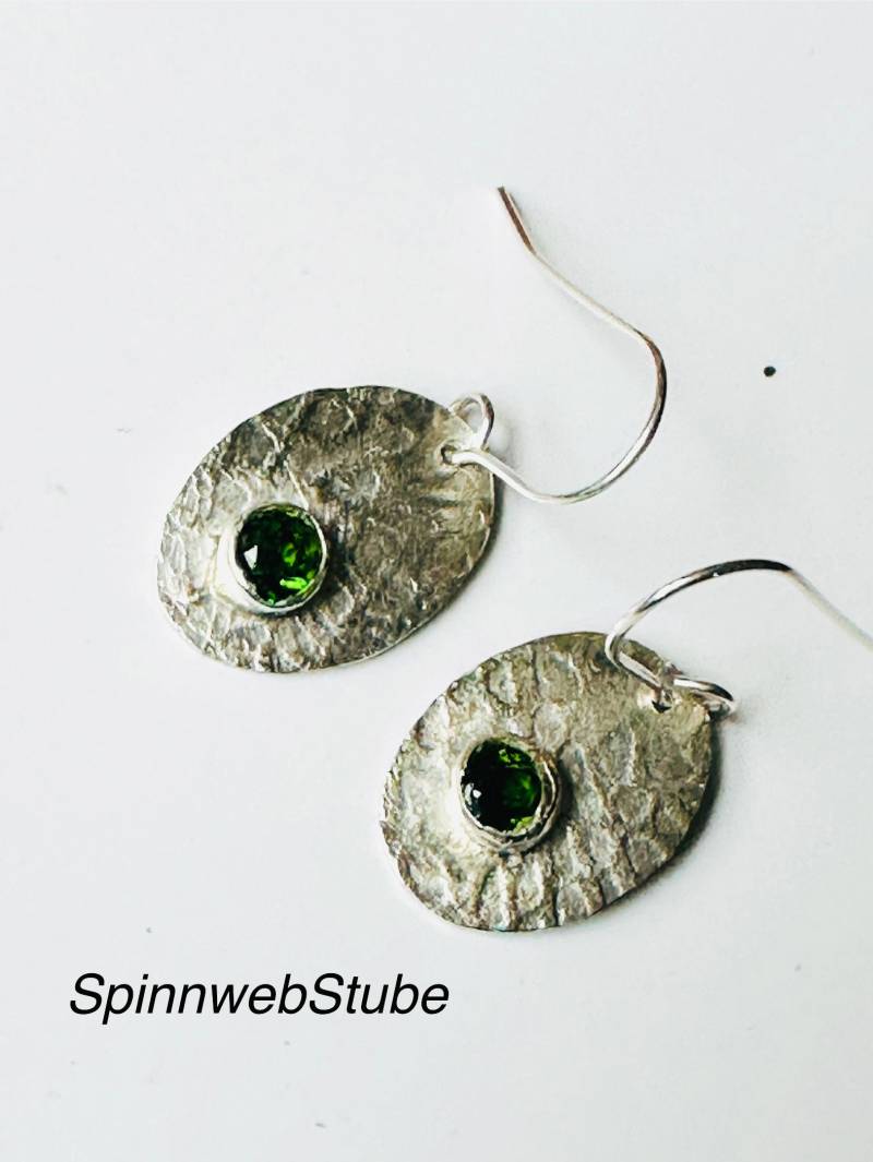 Hängeohrringe Aus Silber „Chromdiopsid" von SpinnwebStube