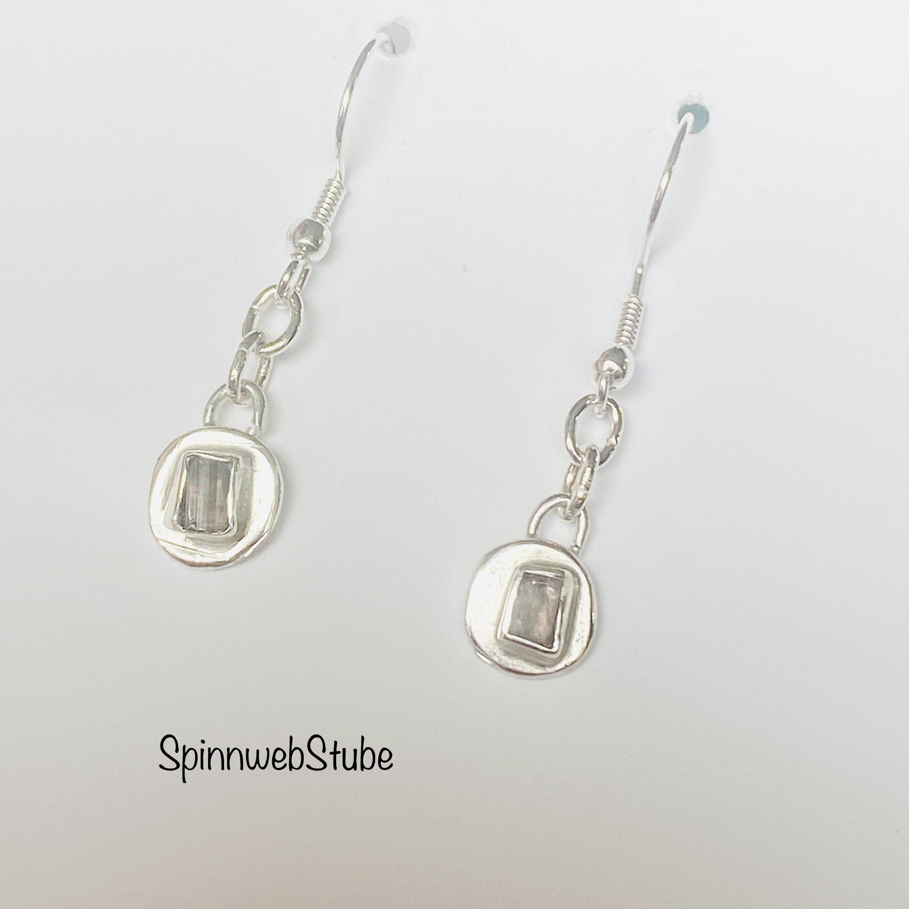 Hängeohrringe Aus Silber „Rosa Turmalin" von SpinnwebStube