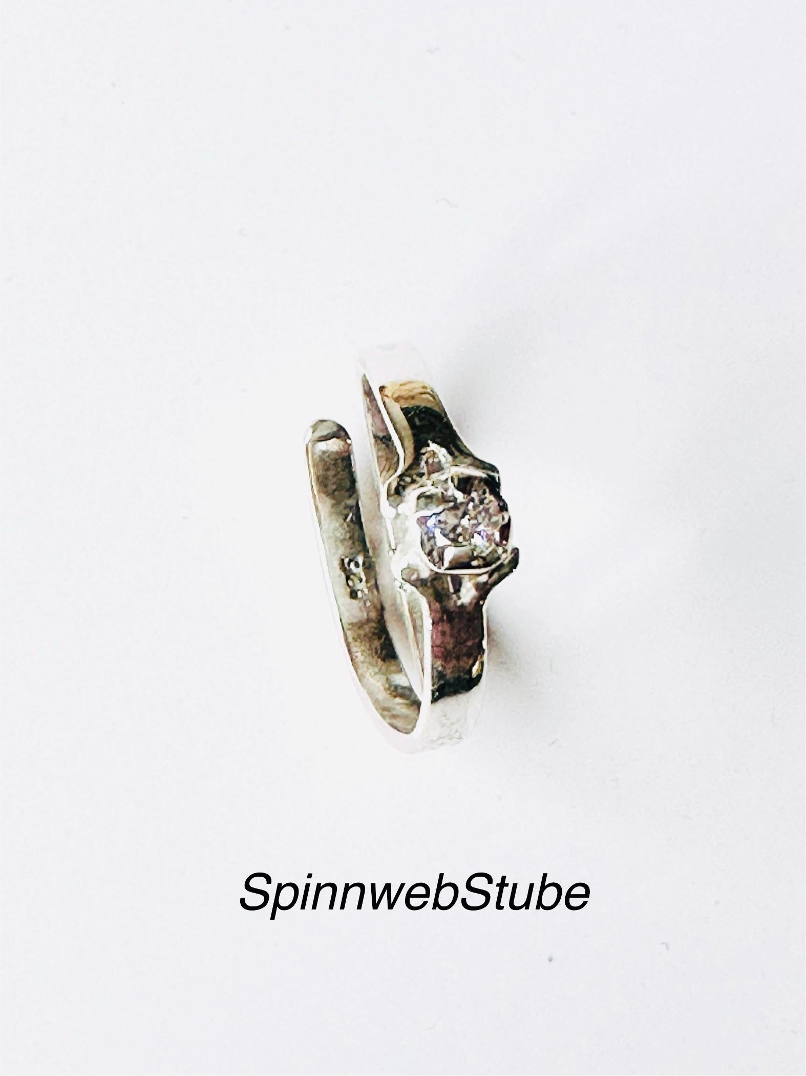 Offener Silberring „Cubic Zirkonia" von SpinnwebStube