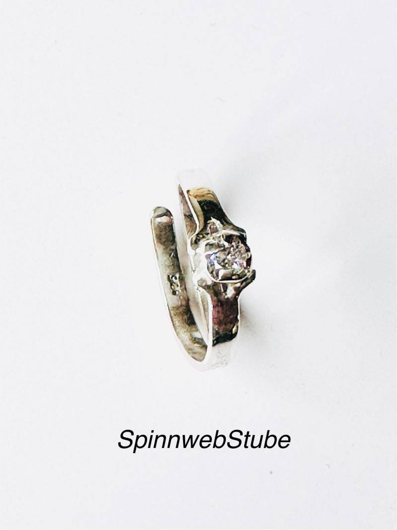 Offener Silberring „Cubic Zirkonia" von SpinnwebStube