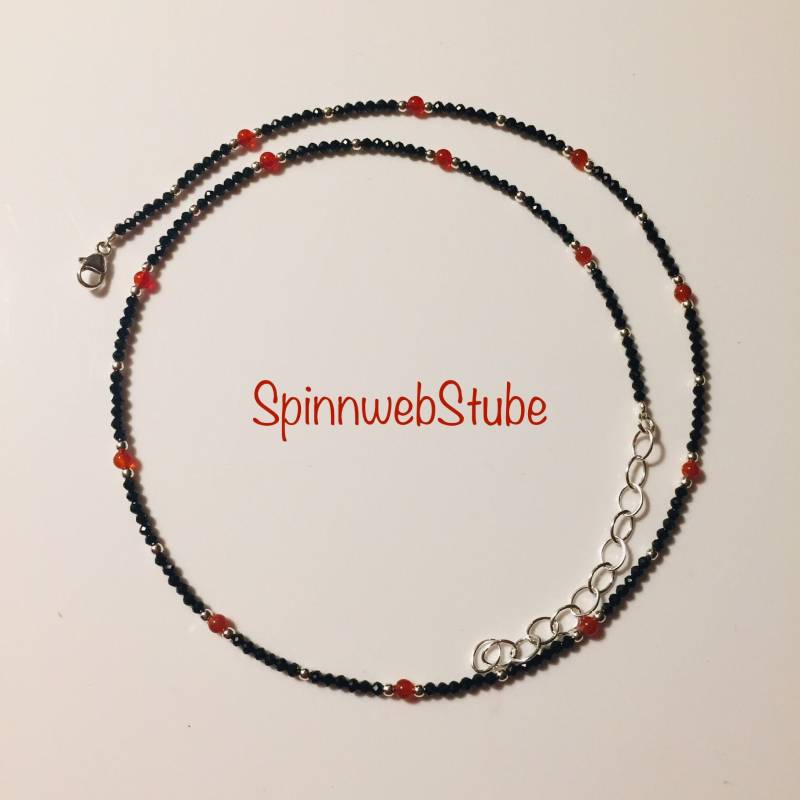 Perlenkette "Spinell Und Karneol", Halbedelsteine von SpinnwebStube
