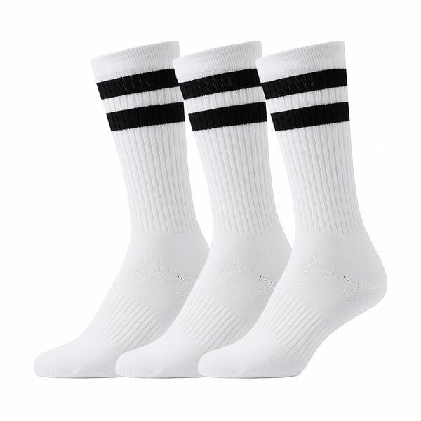 Spino Socks Zeitlose weiße Tennissocken aus Bio-Baumwolle mit schwarzen Streifen | 3er Pack Weiß von Spino Socks