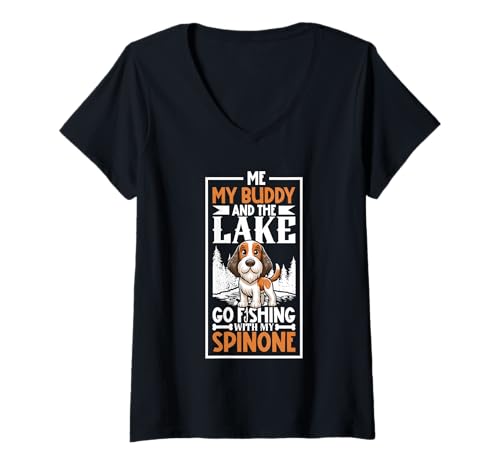 Damen Angeln und Spinone Italiano T-Shirt mit V-Ausschnitt Damen Angeln und Spinone Italiano T-Shirt mit V-Ausschnitt von Spinone Italiano Designs
