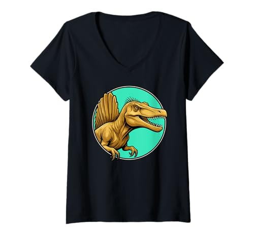 Damen Spinosaurier Spinosaurus T-Shirt mit V-Ausschnitt von Spinosaurier Spinosaurus Tier Shop