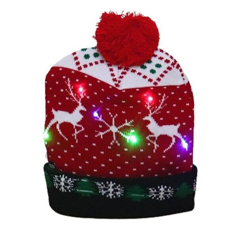 SpionProfi Bommelmütze Led Mütze Nikolaus Warme Wintermütze Weihnachten Weihnachtsmann Licht (1-St) von SpionProfi