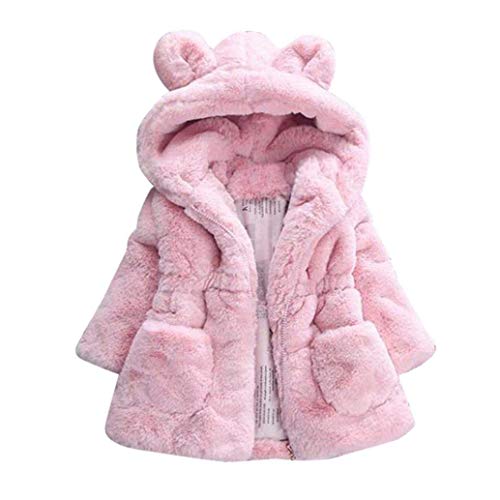 SpirWoRchlan Babykleidung, Baby Mädchen Herbst Winter Kapuzenmantel Umhangjacke Dicke warme Kleidung 1-5Jahre (Rosa, 90 (6-12 Monate)) von SpirWoRchlan