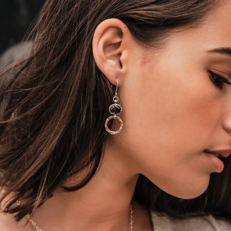 3, 1 Ct Natürliche Braun Rauchquarz Edelstein Zwei Ton 14K Gelb Gold Filled Und 925 Sterling Silber Ohrringe Fast&free Versand von SpiraJewels