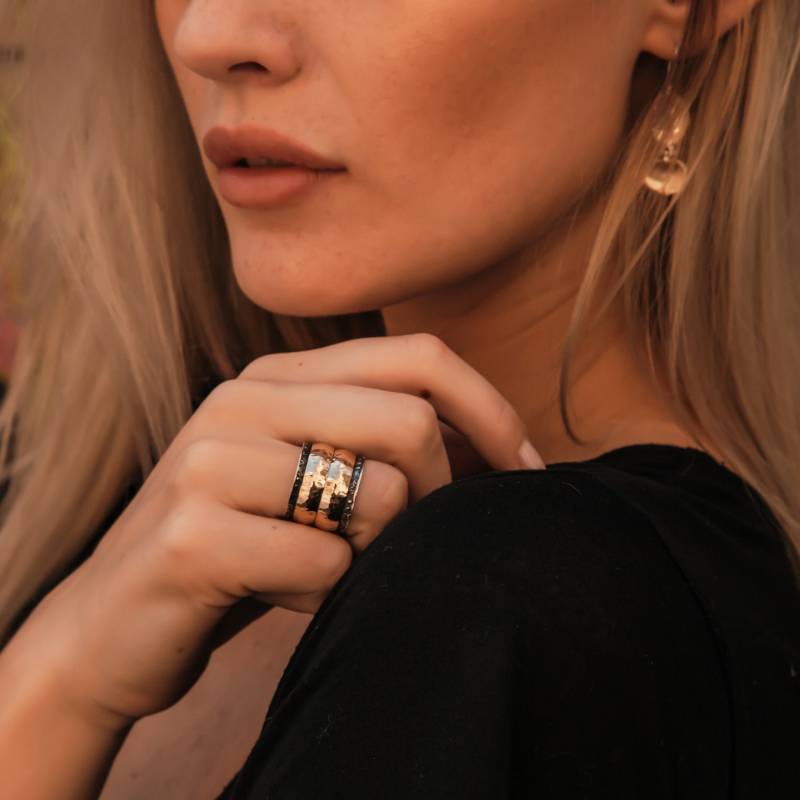 Handgefertigter Zweifarbiger Ring Vintage 9K Gold & Sterlingsilber-Band von SpiraJewels