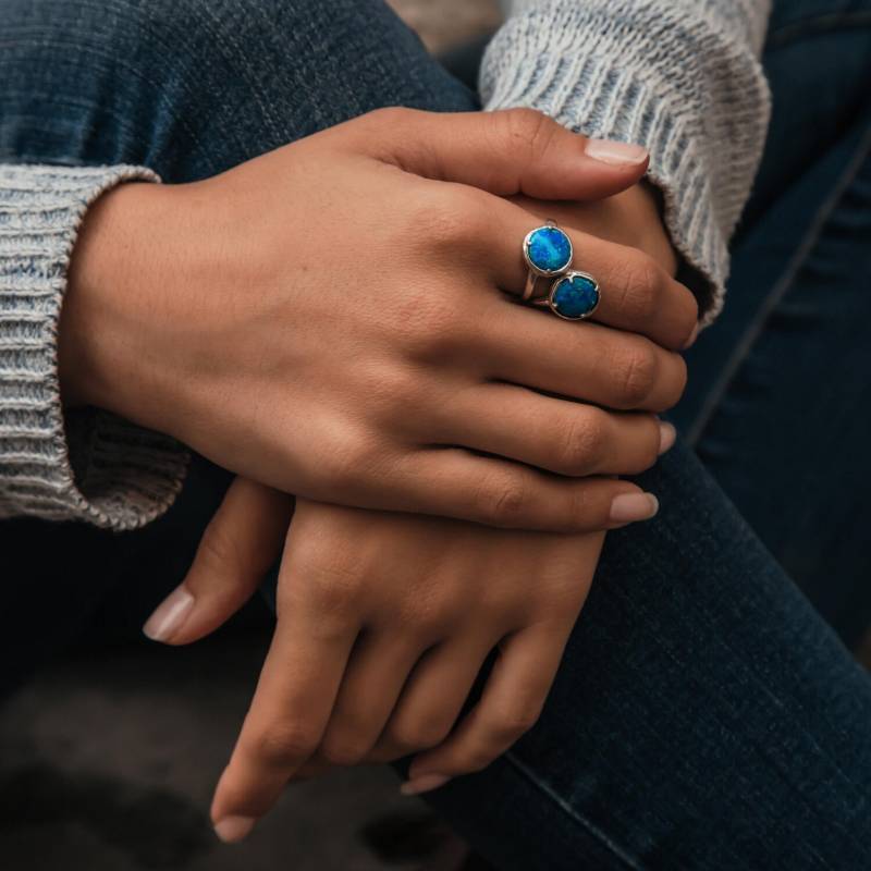 Handgemachter Blauer Opal 925 Sterling Silber Ring von SpiraJewels