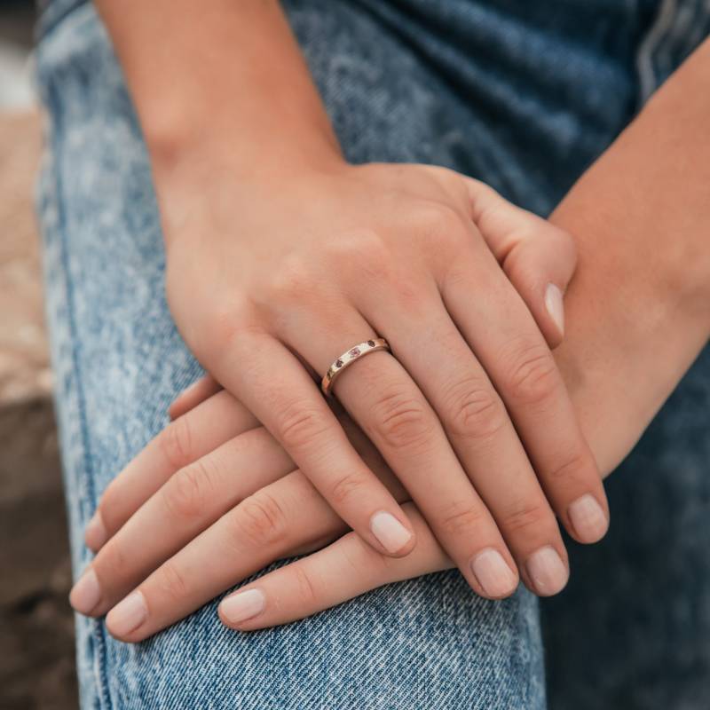 Pink Turmalin Stapelbarer Ring 9K Gold & Sterling Silber von SpiraJewels