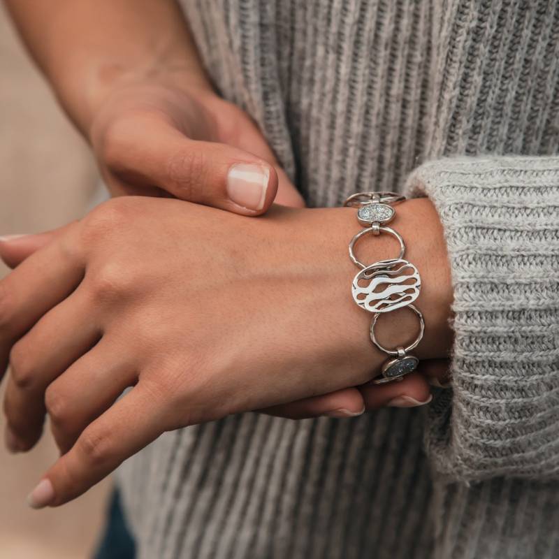 Spira Druzy Quartz Armband Handgefertigte 925 Sterling Silber Weißer Achat Kette Und Link Schneller Versand Edelstein von SpiraJewels