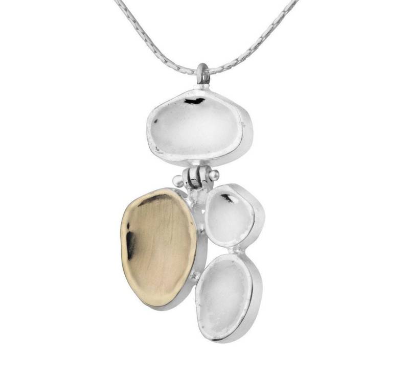 Spira Einzigartige Handgefertigte Two Tone Solid 9K Gelb Gold Und 925 Sterling Silber Seil Anhänger Kette Mixed Metal Halskette von SpiraJewels