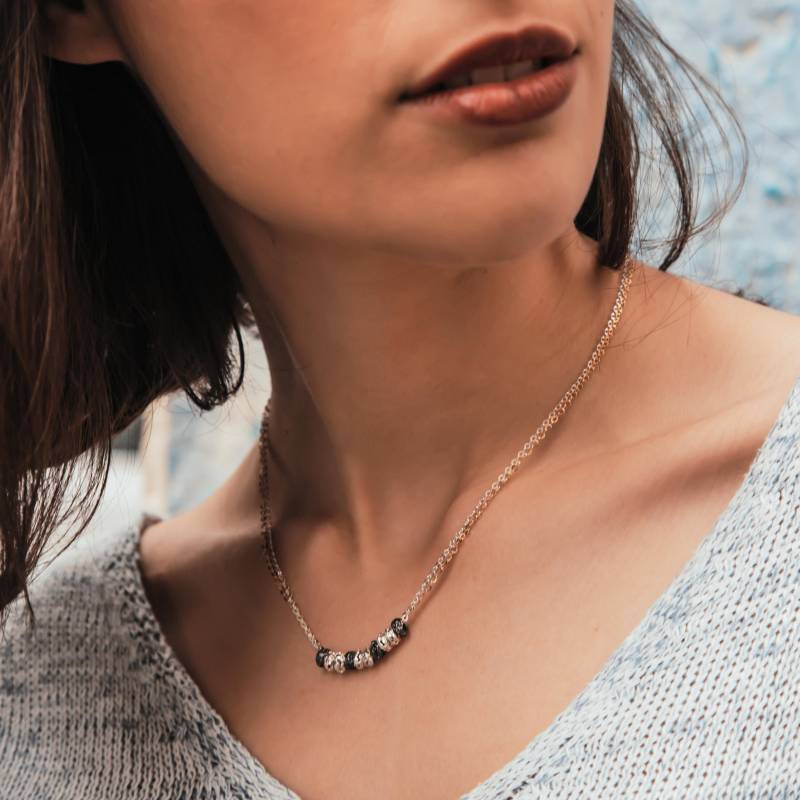 Spira Handgefertigte 925 Sterling Silber Und 14K Gelbgold Filled Doppelschleifenkette Boho Chic Halskette Mixed Metal Two Tone von SpiraJewels