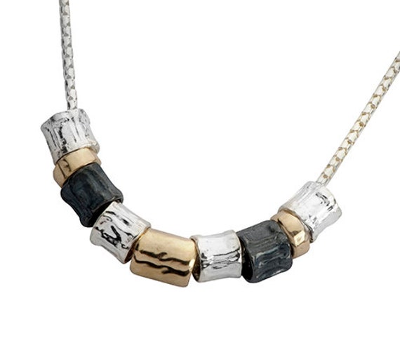 Spira Handgefertigte Zwei Ton 925 Sterling Silber Und 14K Gelb Gold Filled Seil Faden Kette Perlen Halskette Schneller Versandboho Chic Halskette von SpiraJewels