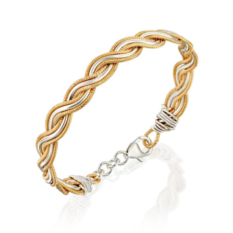Zweifarbiges Geflochtenes Armband Sterling Silber & 14K Gold Gefüllt von SpiraJewels