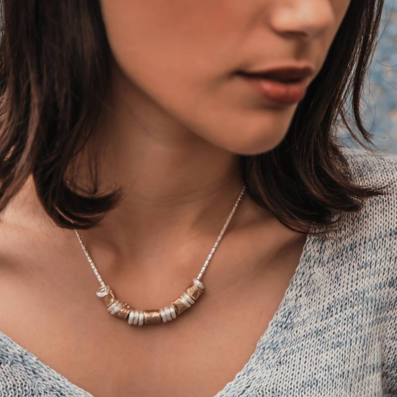 Spira Mixed Metall Halskette Einzigartige Handgefertigte 925 Sterling Silber Und 14K Gelb Gold Filled Seil Kette Boho Chic Zweifarbige von SpiraJewels