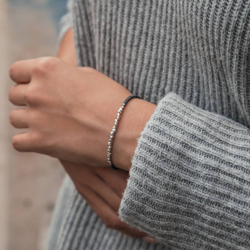 Zweifarbiges Sterling Silber Hämatit Perlen Armband von SpiraJewels