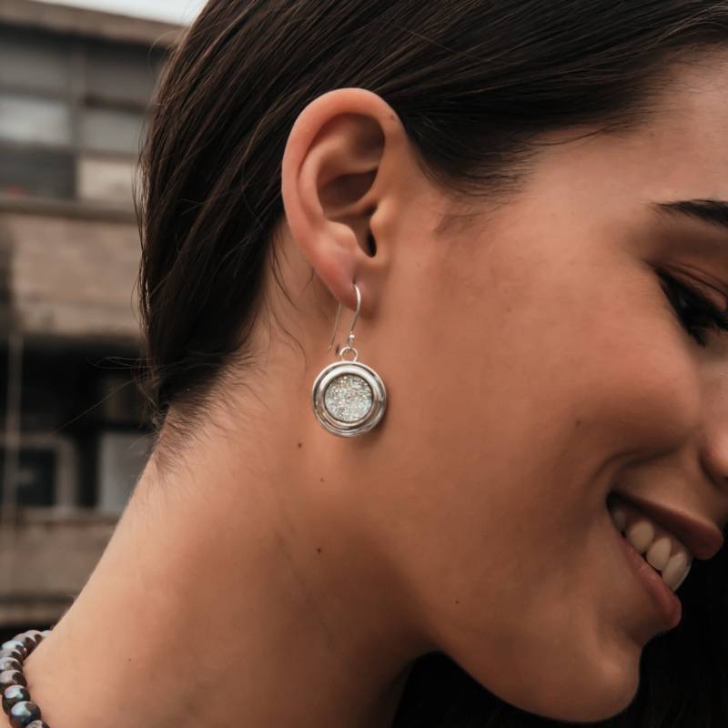 Weißer Achat Druzy Stein 925 Sterling Silber Handgefertigte Ohrringe von SpiraJewels