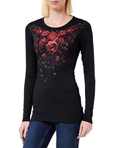 Spiral Direct Damen Blood Rose-Baggy Top Black Langarmshirt, Schwarz, 38 (Herstellergröße: Medium) von Spiral