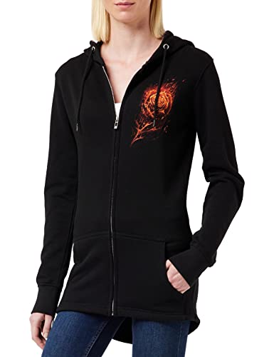 Spiral Direct Damen Burnt Rose-Ladies Fish Tail Full Hoody-Zip Sleeve Kapuzenpullover, Schwarz (Black 001), 34 (Herstellergröße: Small) von Spiral