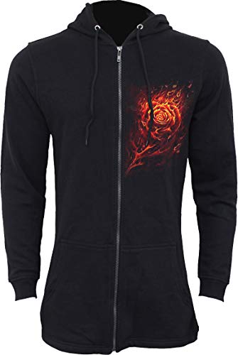 Spiral Direct Damen Burnt Rose-Ladies Fish Tail Full Hoody-Zip Sleeve Kapuzenpullover, Schwarz (Black 001), 38 (Herstellergröße: Medium) von Spiral