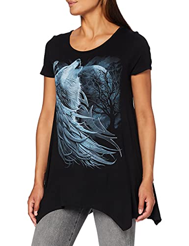 Spiral Wolf Spirit Frauen T-Shirt schwarz S 95% Viskose, 5% Elasthan Everyday Goth, Gothic, Rockwear von Spiral