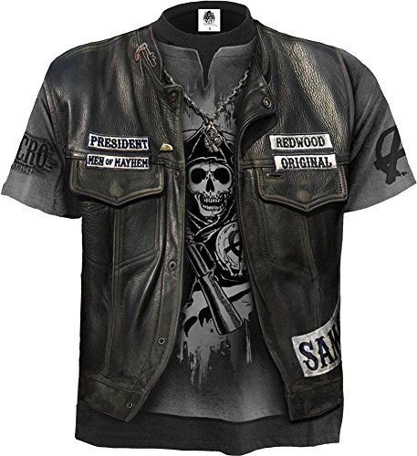 Sons of Anarchy Jax Teller Männer T-Shirt schwarz L 100% Baumwolle Biker, Fan-Merch, TV-Serien von Spiral