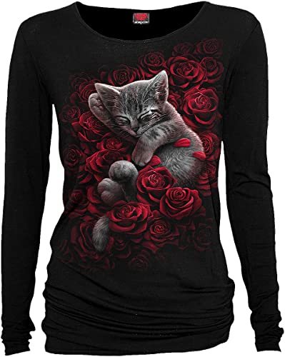 Spiral Bed of Rose Frauen Langarmshirt schwarz L 95% Viskose, 5% Elasthan Gothic, Katzen, Rockwear von Spiral