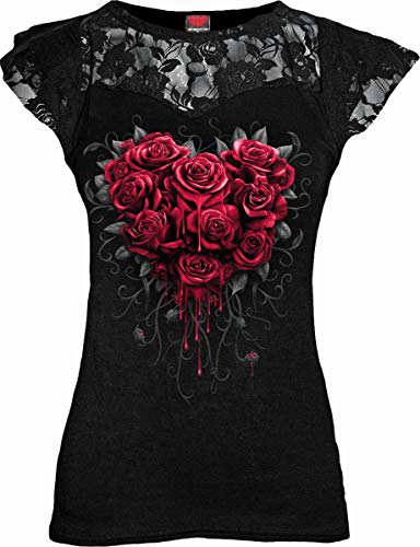 Spiral - Bleeding Heart - Lace Layered Cap Sleeve Top Schwarz - XXL von Spiral