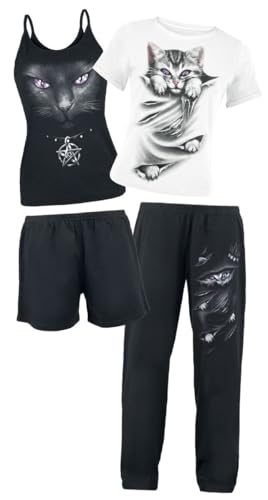 Spiral Bright Eyes Frauen Schlafanzug schwarz/weiß L 100% Baumwolle Everyday Goth von Spiral