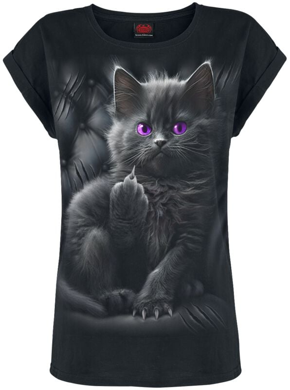 Spiral Cattitude Girlie-Shirt T-Shirt schwarz in L von Spiral