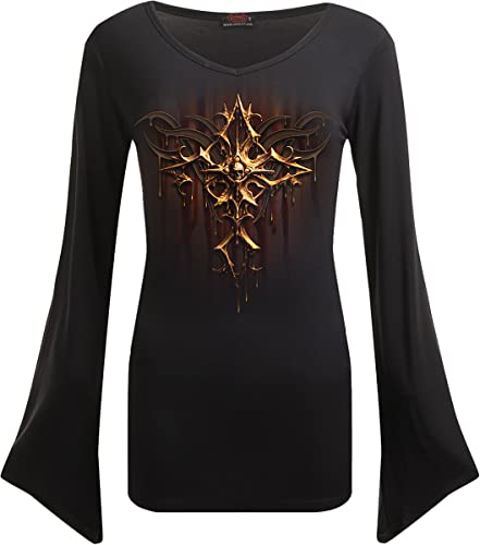 Spiral Dripping Gold Frauen Langarmshirt schwarz L 95% Viskose, 5% Elasthan Gothic, Rockwear von Spiral