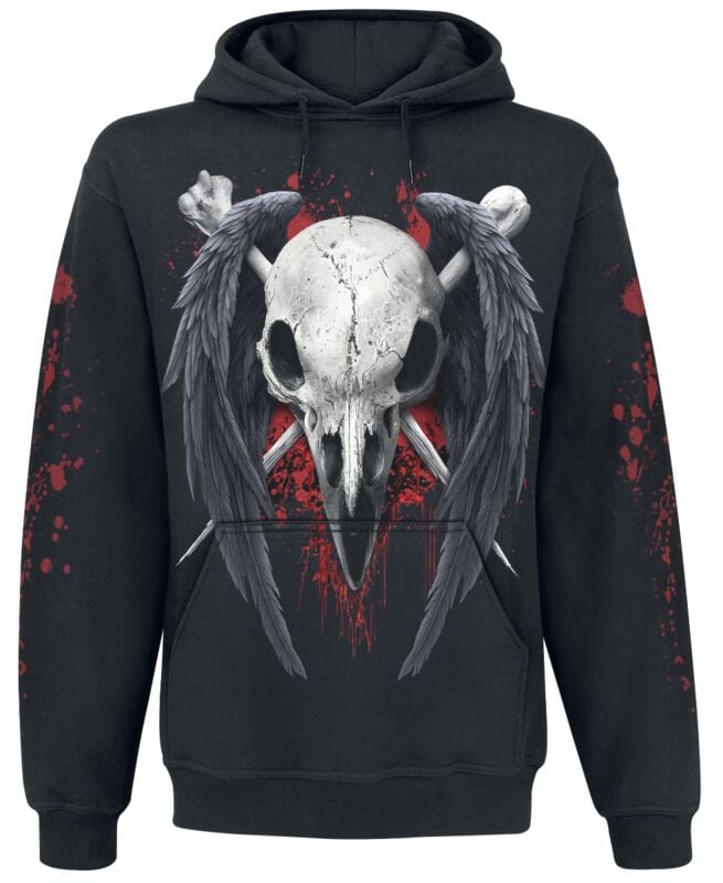 Spiral Death Raven Hoodie Kapuzenpullover schwarz in XXL von Spiral