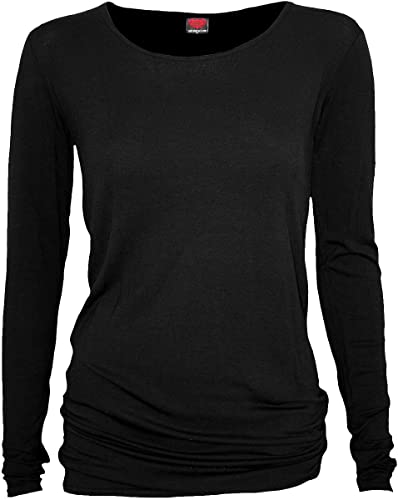 Spiral Direct Damen Gothic Elegance-Baggy Top Langarmshirt, Schwarz (Black 001), 38 (Herstellergröße: Medium) von Spiral Direct