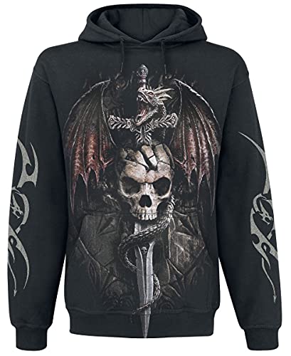 Spiral Draco Skull Männer Kapuzenpullover schwarz XXL 100% Baumwolle Everyday Goth, Gothic, Rockwear von Spiral