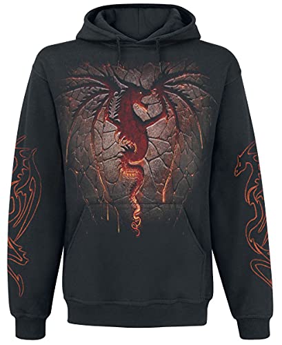 Spiral Dragon Furnace Männer Kapuzenpullover schwarz S 100% Baumwolle Drachen, Everyday Goth, Gothic von Spiral