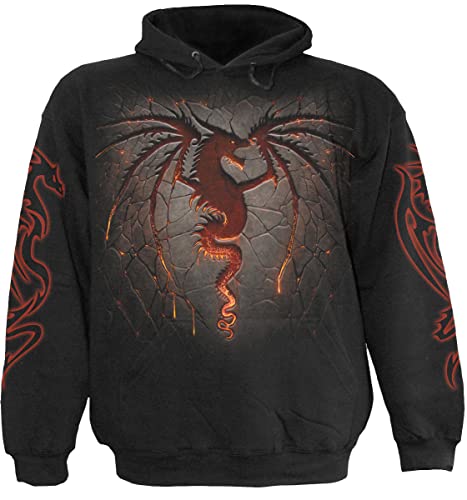 Spiral Dragon Furnace Männer Kapuzenpullover schwarz S 100% Baumwolle Drachen, Everyday Goth, Gothic von Spiral
