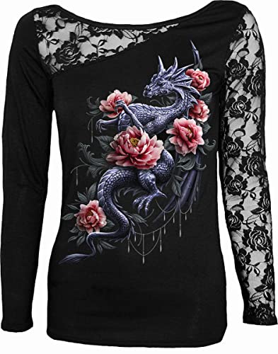 Spiral Dragon Rose Slant Frauen Langarmshirt schwarz S von Spiral