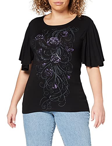 Spiral Damen Entwined-Boat Neck Bat Sleeve Top T-Shirt, Schwarz (Black 001), 34 (Herstellergröße: Small) von Spiral