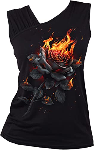Spiral Flaming Rose Frauen Top schwarz M 95% Viskose, 5% Elasthan Everyday Goth, Gothic, Rockwear Spiral Flaming Rose Frauen Top schwarz M 95% Viskose, 5% Elasthan Everyday Goth, Gothic, Rockwear von Spiral