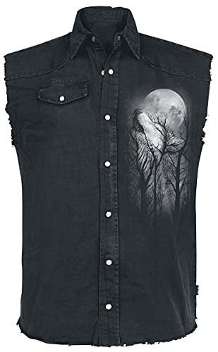 Spiral - Forest Wolf - Sleeveless Stone Washed Worker Schwarz - M von Spiral