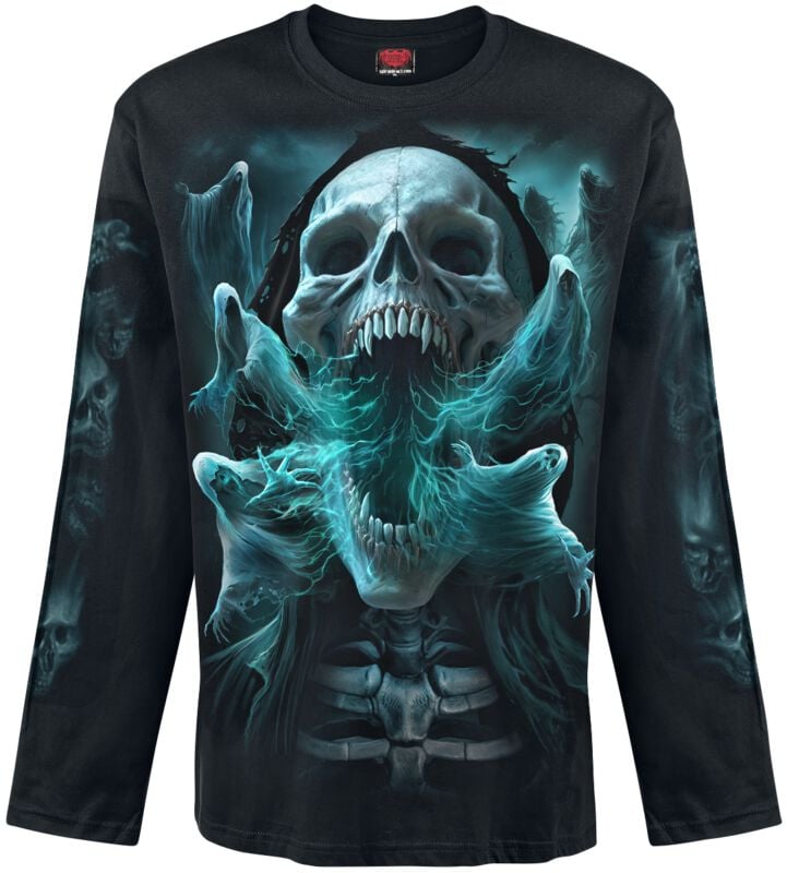 Spiral Ghost Skull - Longsleeve Langarmshirt schwarz in L von Spiral