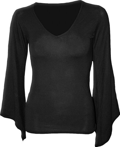 Spiral - Gothic Elegance - Oberteil mit V-Ausschnitt - Ärmel im Gothic-Stil - Schwarz - XL von Spiral