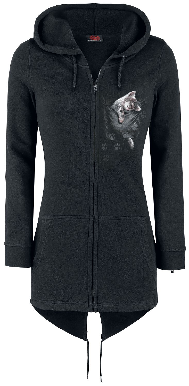 Spiral - Gothic Kapuzenjacke - Pocket Kitten - S bis XXL - für Damen - Größe M - schwarz von Spiral