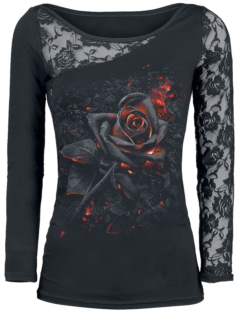 Spiral - Gothic Langarmshirt - Burnt Rose - M bis XXL - für Damen - Größe L - schwarz von Spiral